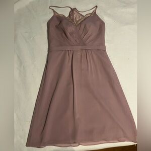 David's Bridal Purple Pleated Halter Sundress